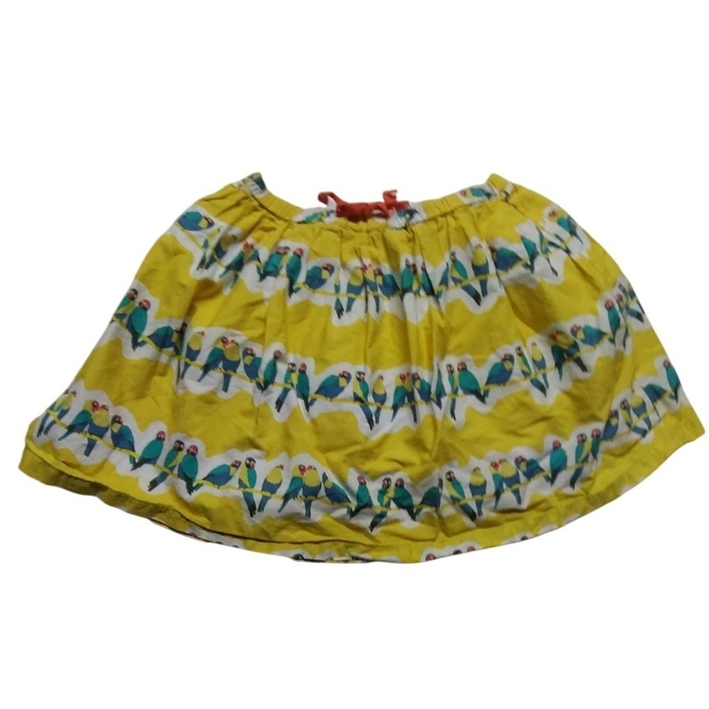 Mini Boden‎ Girls Skirt Size 5-6Y Yellow Bird Print Elastic Waist Cute